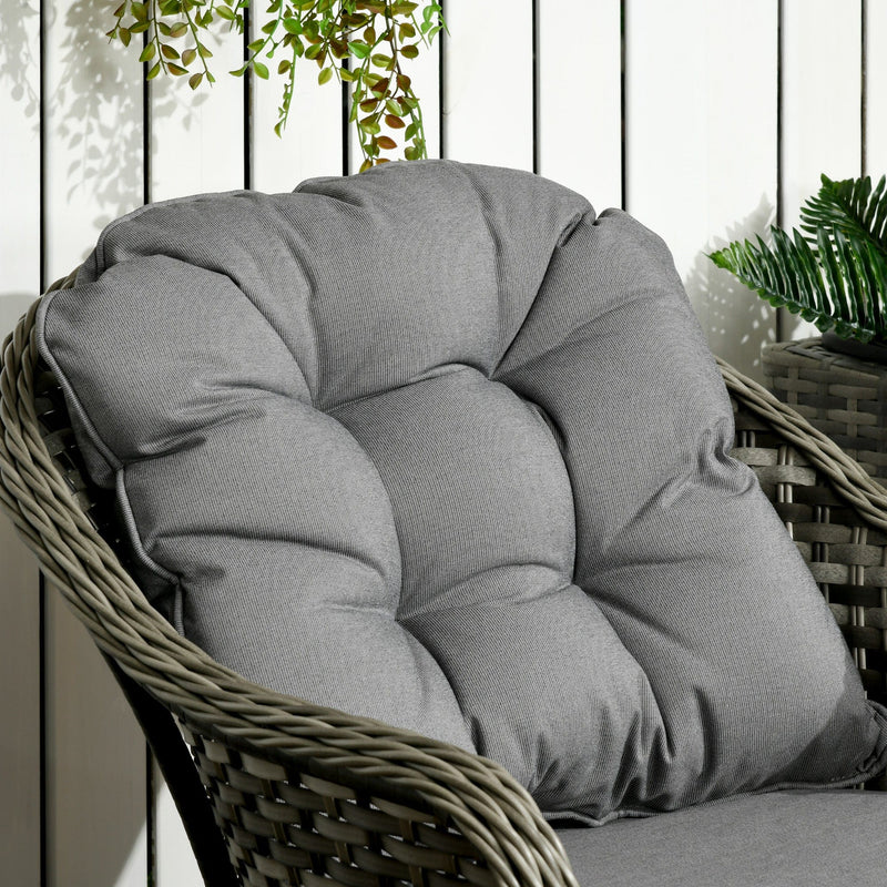 Outsunny Modern 3 PCS Rattan Bistro Set, Patio Aluminium Balcony Furniture with Soft Cushions & Glass Top Table for Garden, Backyard, Grey Outsunny