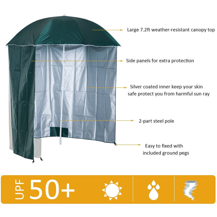 2.2M Fishing Umbrella Parasol with Side Coverage