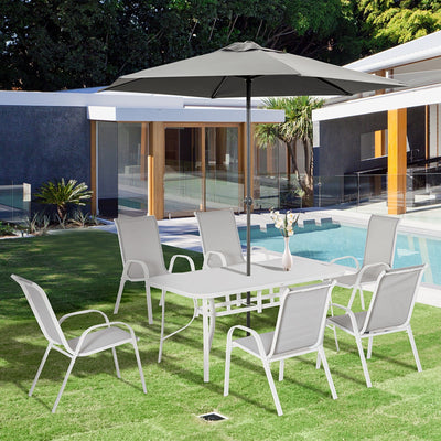 6 Seater Garden Table & Chairs Set, Grey Outsunny