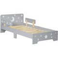 Grey Toddler Bed (3-6 Years): 143x76x49cm, Star & Moon Patterns Zonekiz