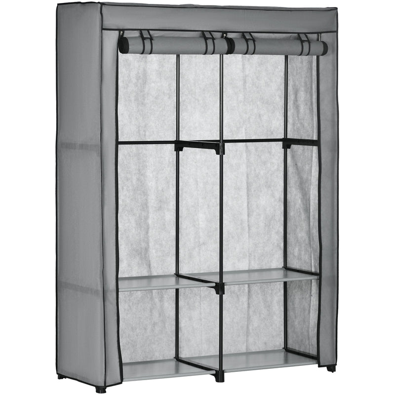 Light Grey 4-Shelf Portable Fabric Wardrobe