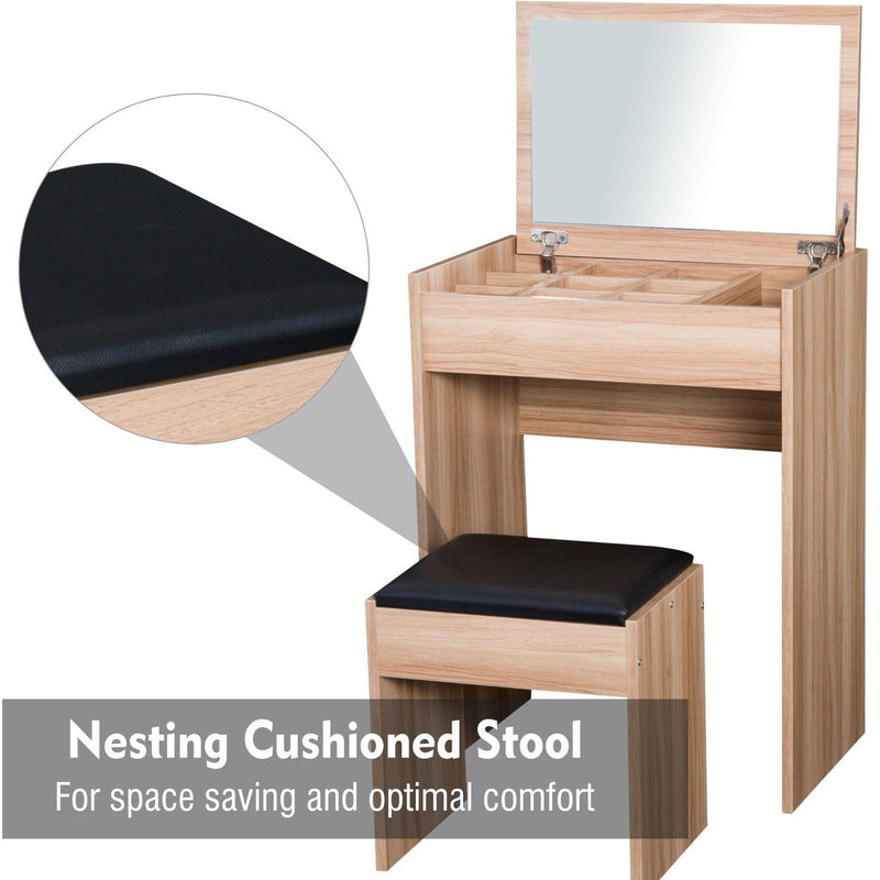 Dressing Table With Flip up Mirror and Stool