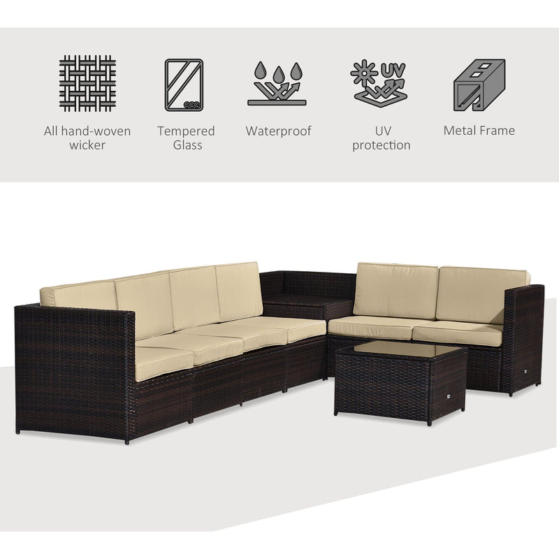 6 Seater Rattan Garden Sofa Set