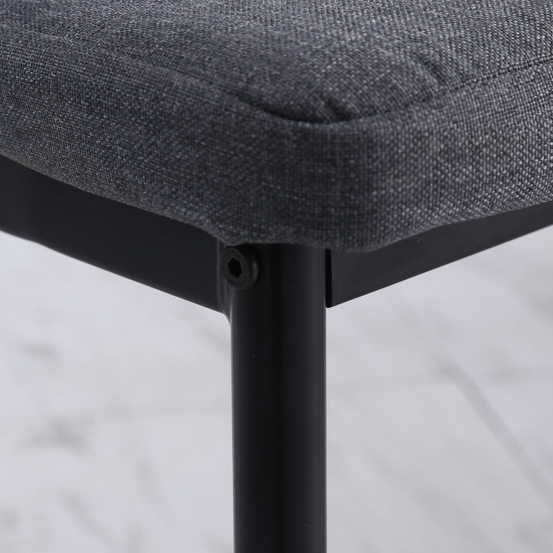 Set of 4 Grey Linen Dining Chairs with Metal Legs