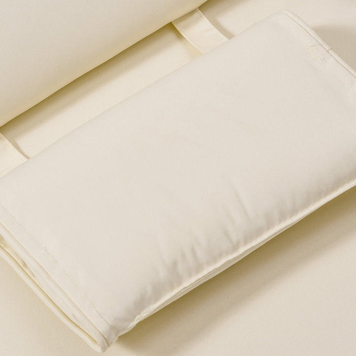 Garden Sun Lounger Cushion with Pillow, White