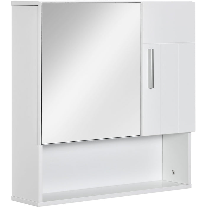 White Wall Mounted Bathroom Mirror Cabinet, Double Doors