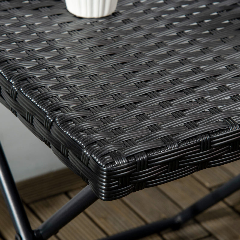 Outsunny Black Rattan Folding Table Outsunny