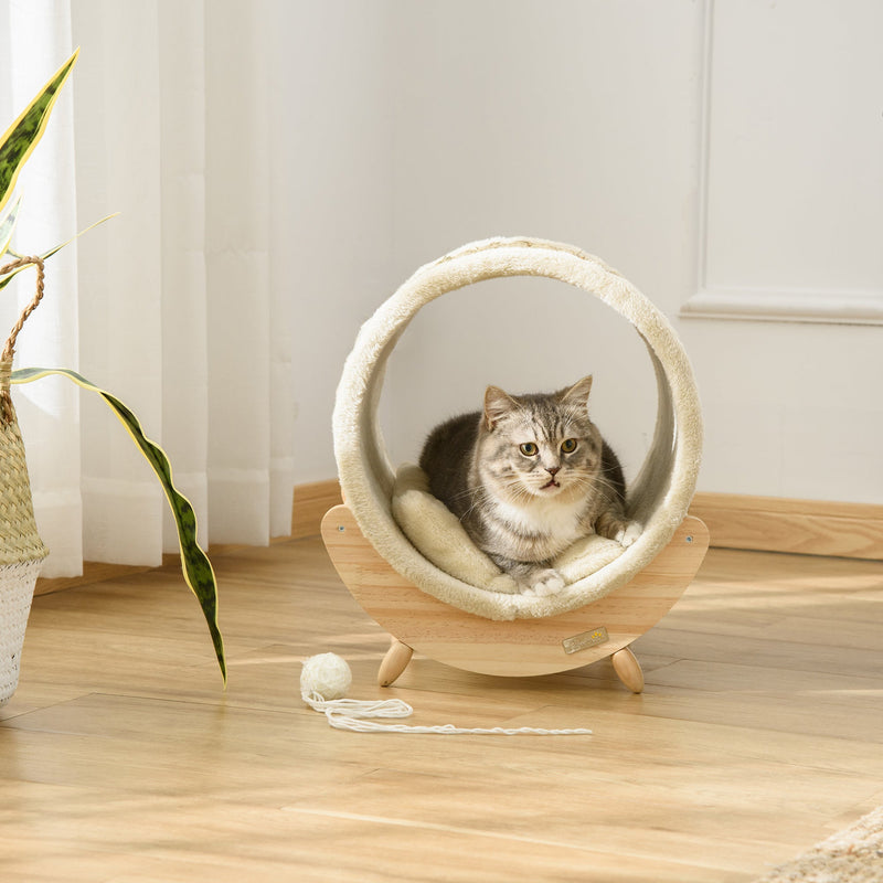 Indoor Cat House, Sisal Wrapped, Soft Cushion, Khaki