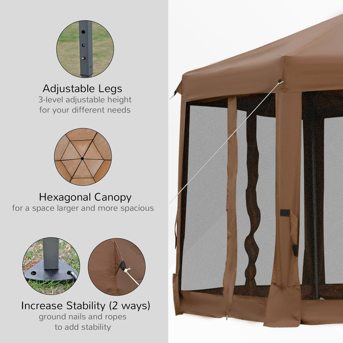 Hexagonal Pop Up Gazebo With Sides, Travel Case, 3.2m