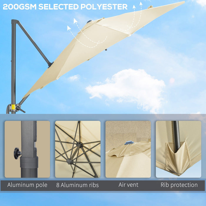 3m Large Overhanging Garden Cantilever Parasol