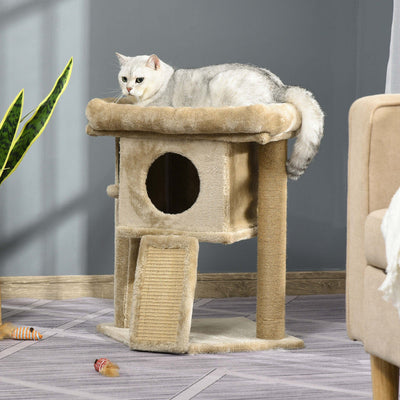 Cat Tree Tower, Jute Scratch Pad, Condo Perch, 40x40x57cm Pawhut