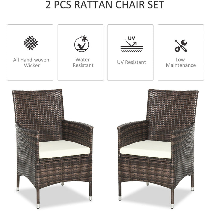Garden Furniture Bistro Set, 2 Rattan Armchairs and Table