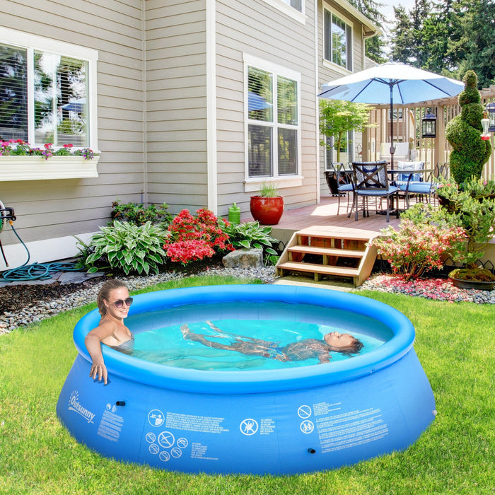 Blue Inflatable Family Pool with Pump, 274cm x 76cm