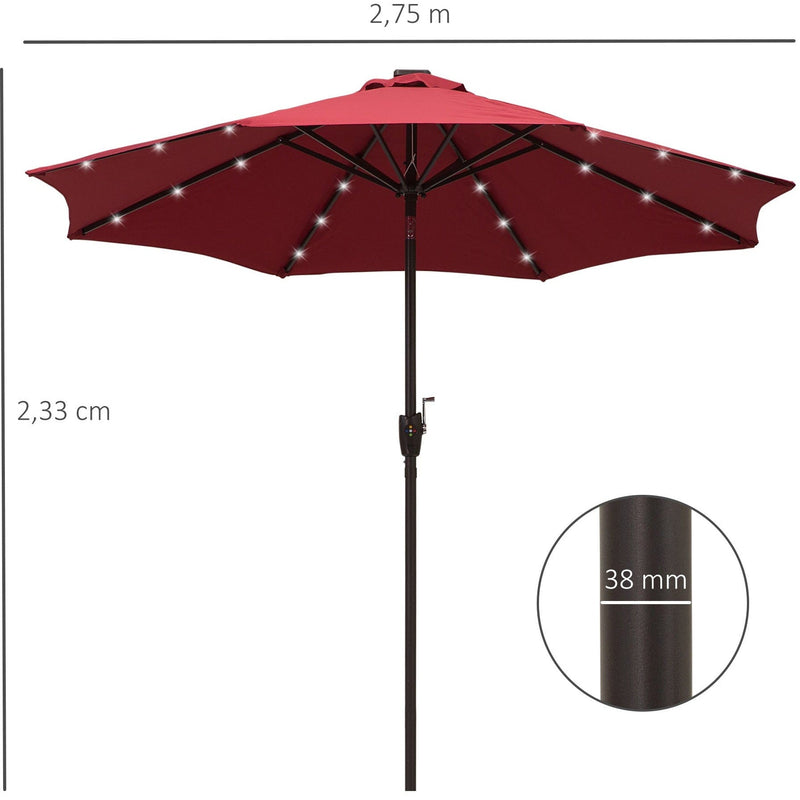 2.7m Garden Umbrella With Lights, Tilt, Crank