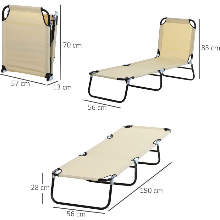 Folding Sun Lounger, 5 Point Adjustable Back