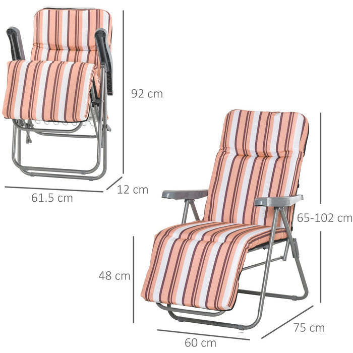 Set of 2 Padded Reclining Garden Chairs