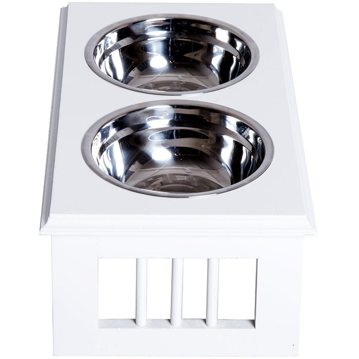 Stainless Steel Pet Feeder - White, 43.7Lx24Wx15Hcm