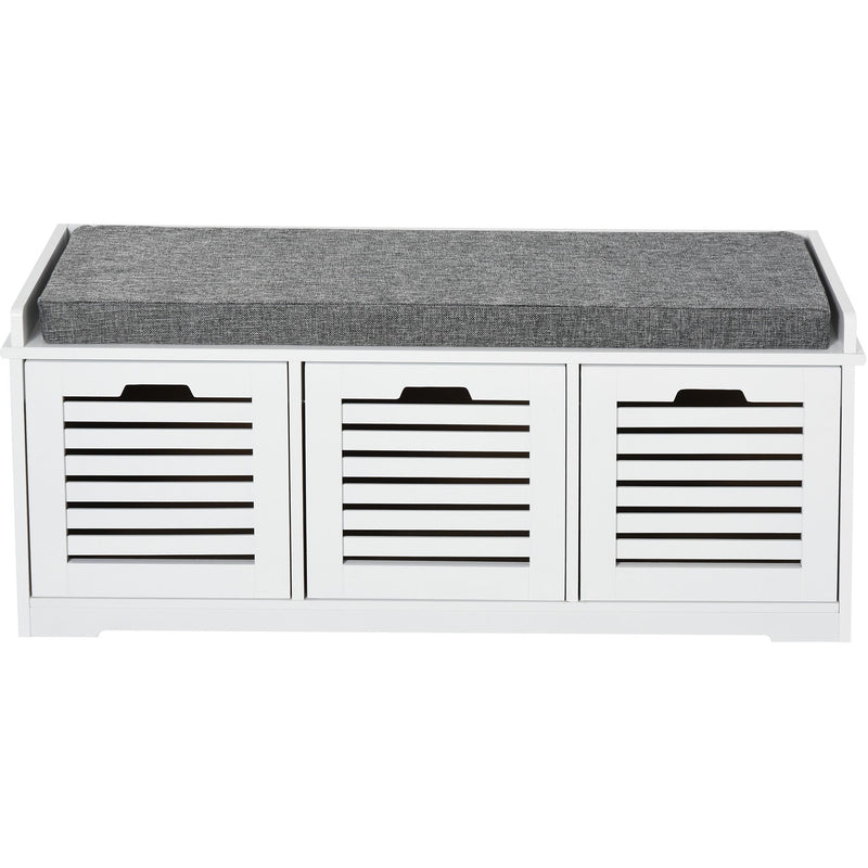 Shoe Storage Bench With Cushion and Drawers - White/Grey