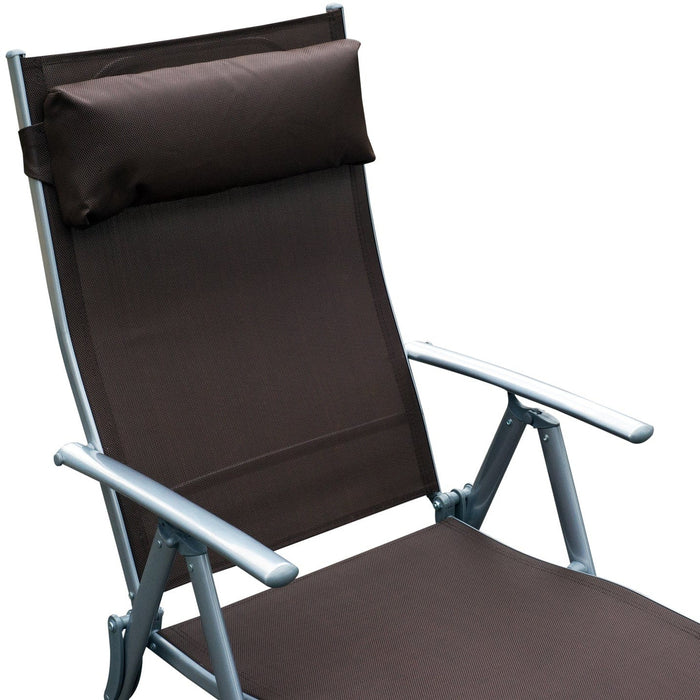 Folding Sun Lounger With Arms, Brown