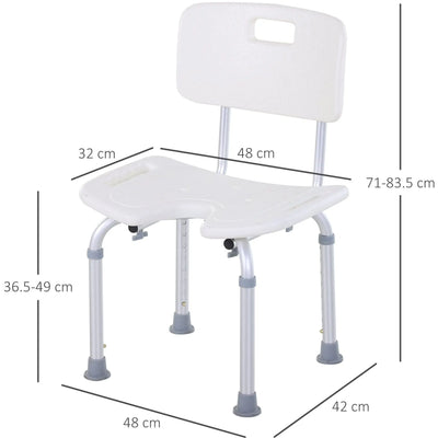 Shower Seat With Legs, Non Slip Feet, Adjustable Legs Homcom