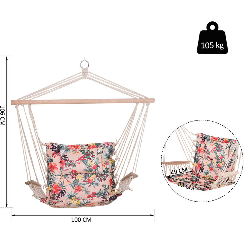 Outdoor Hanging Hammock Chair, Thick Rope, Multicoloured Outsunny
