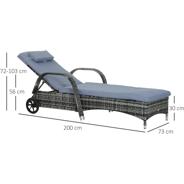 Rattan Sun Lounger With Wheels