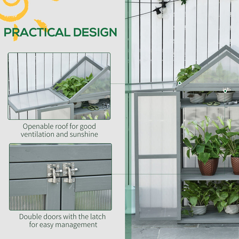 Greenhouse Cold Frame, Shelves, Double Doors, 80x47x138cm
