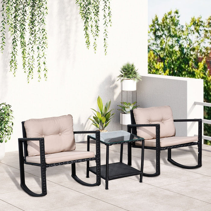 Outdoor Rattan Rocking Chairs With Table