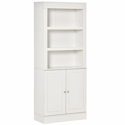 White Kitchen Cupboard with Shelves and Double Door Homcom