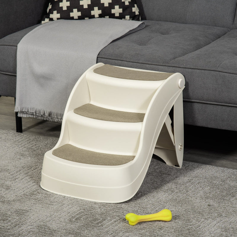 Foldable 3 Step Pet Stairs with Non-slip Mats, 49x38x38cm