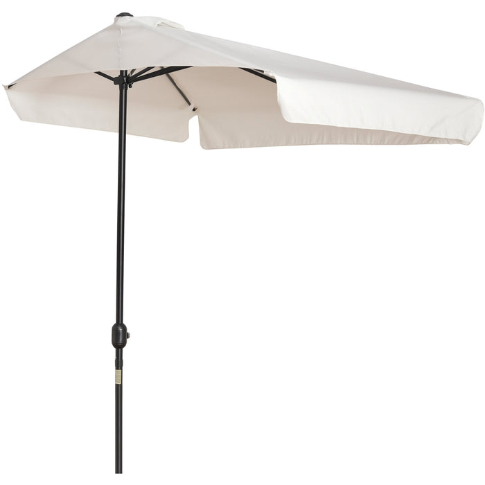 2.3m Half Parasol With Crank Handle, Cream White