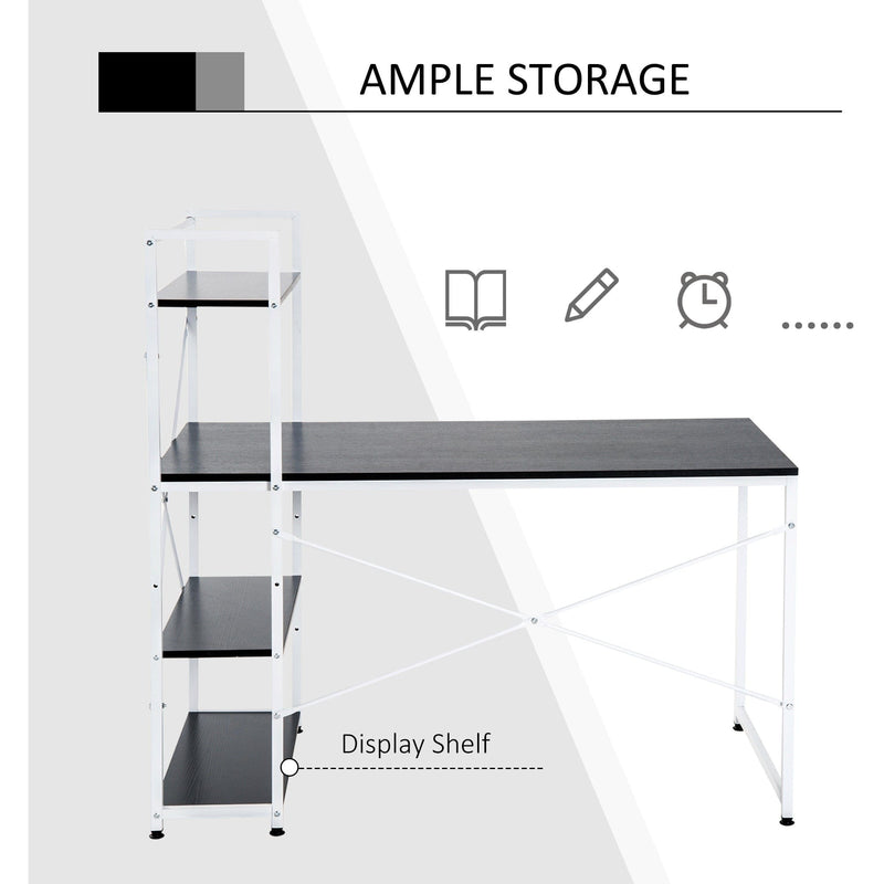 Computer Desk with Bookshelf, Metal Frame