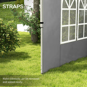 Outsunny Gazebo Side Panels, Sides Replacement with Window for 3x3(m) or 3x4m Pop Up Gazebo, 2 Pack, Grey Outsunny