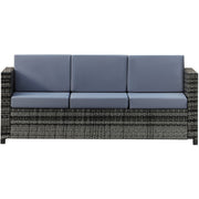 3 Seater Rattan Sofa with Fire Cushions Outsunny