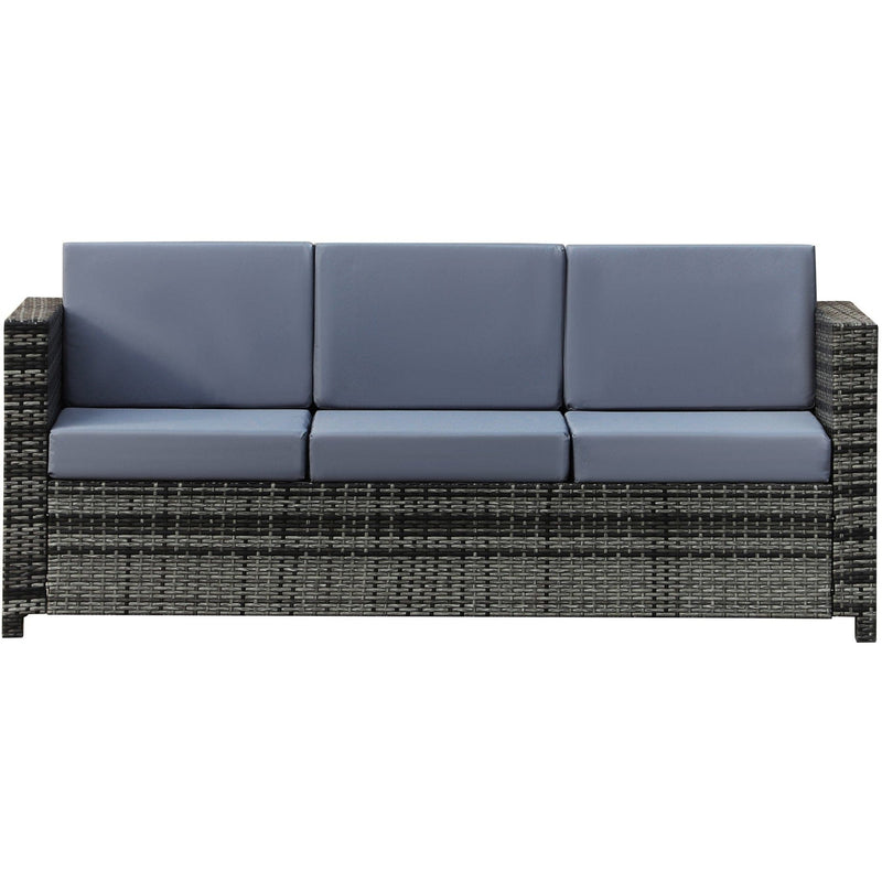 3 Seater Rattan Sofa with Fire Cushions Outsunny