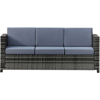 3 Seater Rattan Sofa with Fire Cushions Outsunny