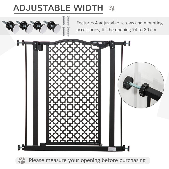 Door Gate For Dogs, Pressure Fit, 74-80cm, Black