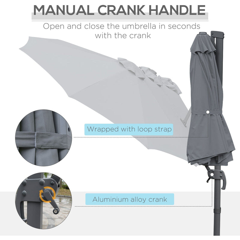 4.5m Roma Double Sided Cantilever Parasol With Cross Base