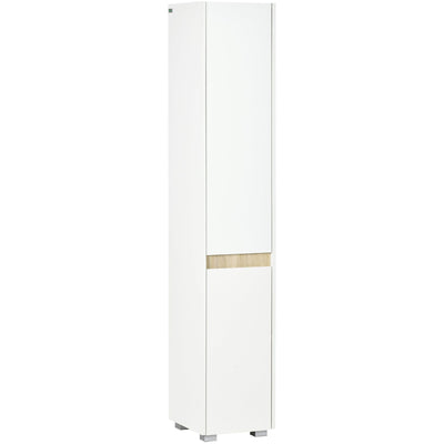 White 5-Tier Tall Bathroom Cabinet With Adjustable Shelves Kleankin