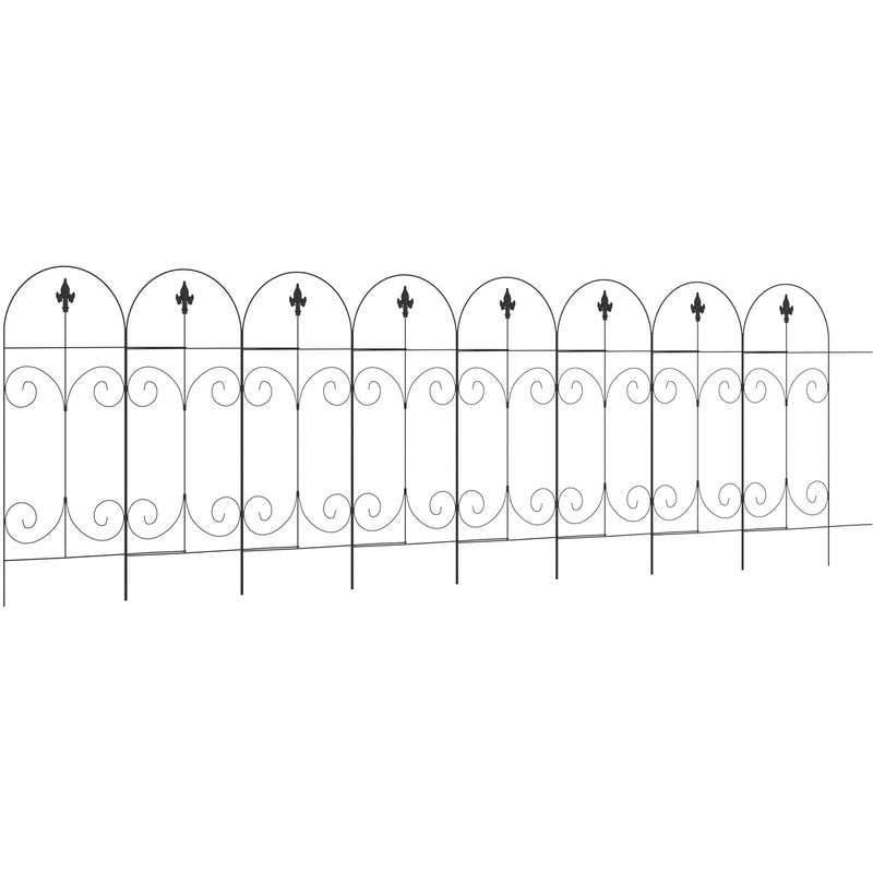 8Pc Black Garden Fence 44in x 12.5ft