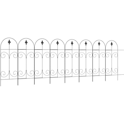 8Pc Black Garden Fence 44in x 12.5ft Outsunny
