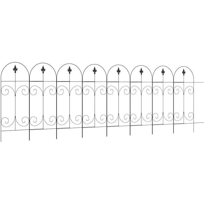 8Pc Black Garden Fence 44in x 12.5ft