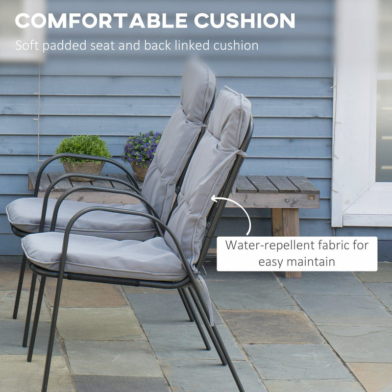 Outdoor 6 Seater Dining Set With Cushions - Black/Grey