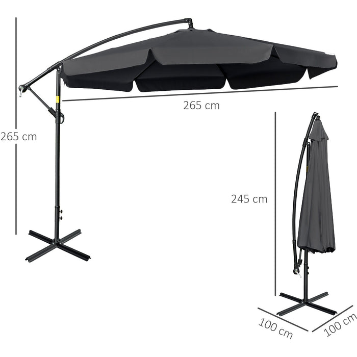 2.7m Large Offset Hanging Banana Parasol - Black