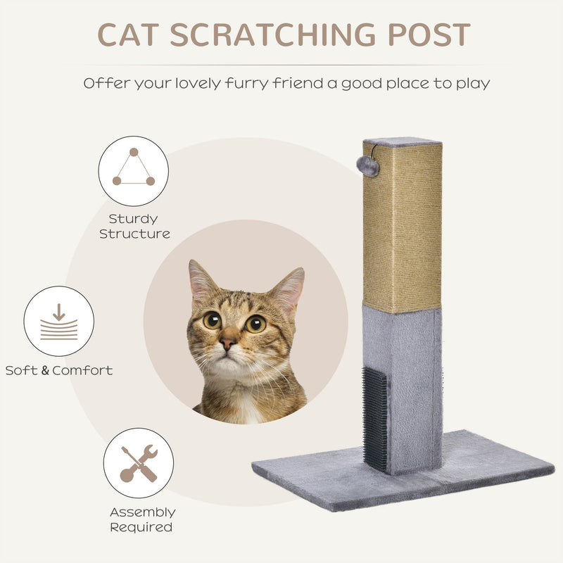 79cm Cat Scratch Post, Jute Climber, Carpet Base, Grey