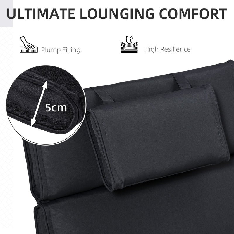 Black Sun Lounger Replacement Cushion