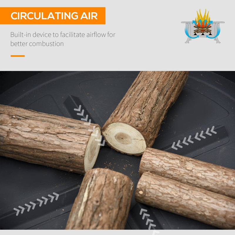 2-in-1 Outdoor Fire Pit BBQ Grill, Steel, 30"