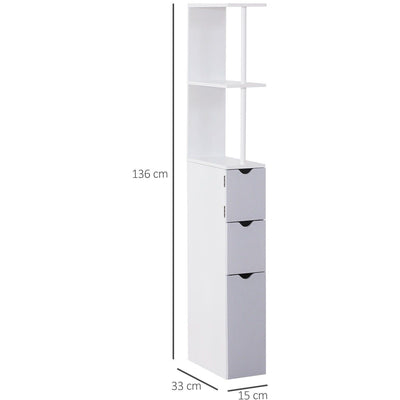 Freestanding Tall Bathroom Cabinet, 15W x 33D x 136.5H cm Kleankin