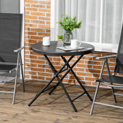 Outsunny Foldable Round Garden Table for 4, Outdoor Dining Table with HDPE Tabletop and Steel Frame, 80 x 80 x 73 cm, Dark Grey Outsunny