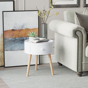 Modern Round Wooden Coffee Table Storage - White Homcom